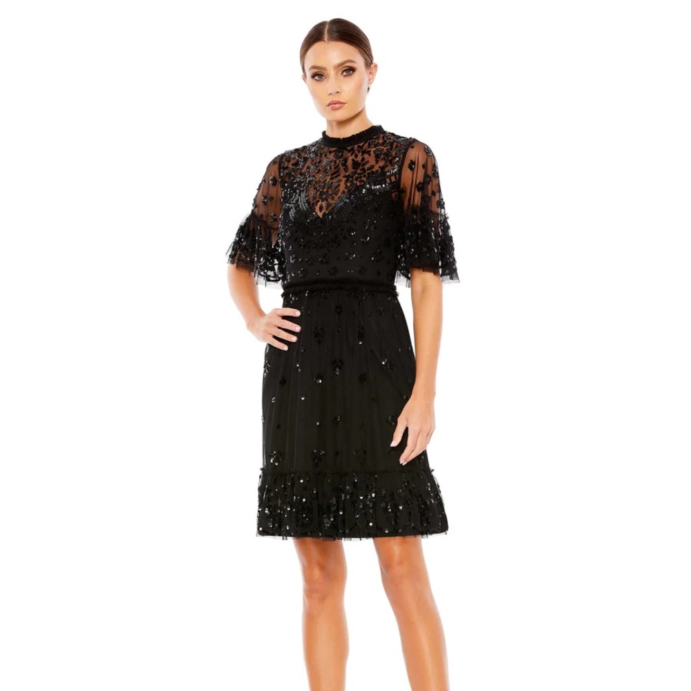 NWT Mac Duggal Illusion High Neck Dress